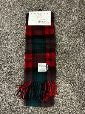 Heritage of Scotland Cashmere Clan Scarf - Kerr Tartan Red & Green